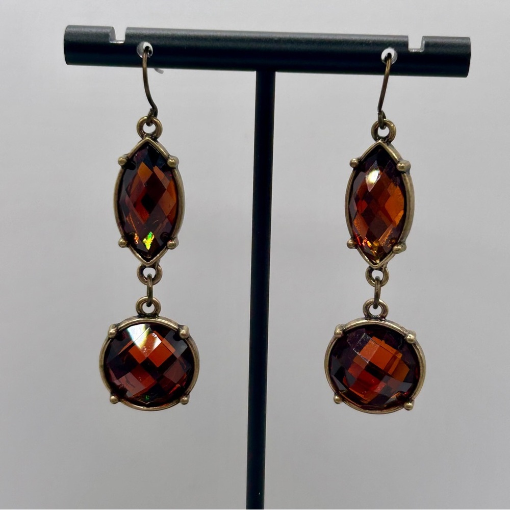 Premier Designs Brown Faceted Dangle Earrings